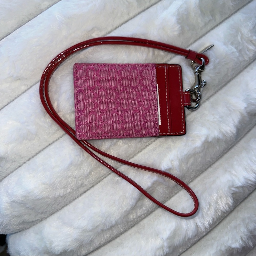 COACH Pink and Red Card Holder - Picture 2 of 6